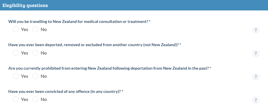 Eligibility questions